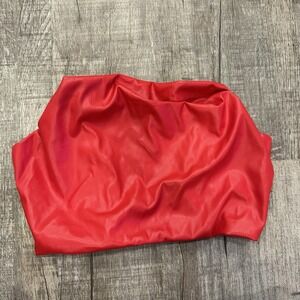 SHEIN Red Faux Leather Strapless Crop Top Size S US4 Zipper Bustier Clubwear‎